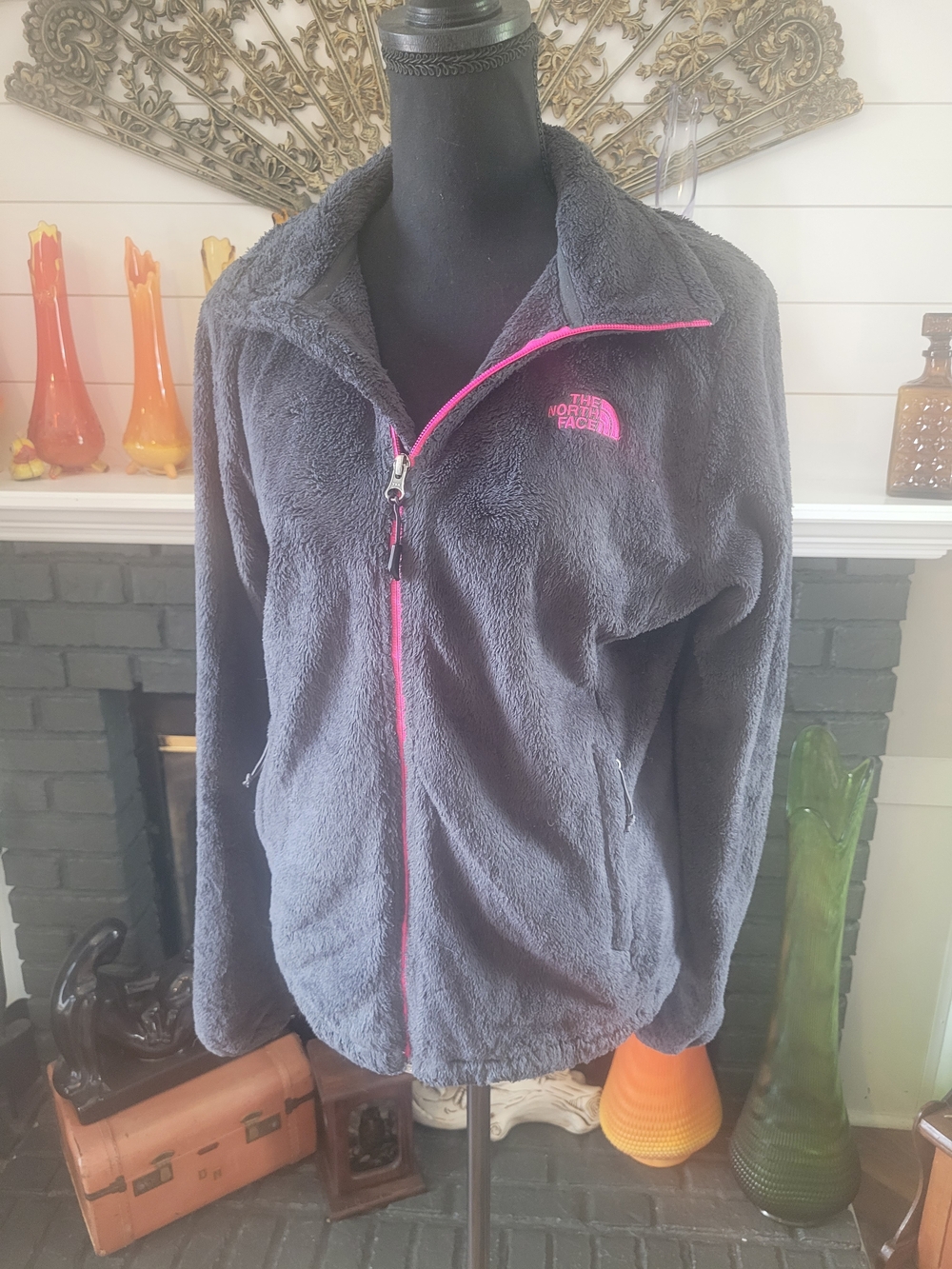 The North Face Gray Fleece Jacket with Pink Accents